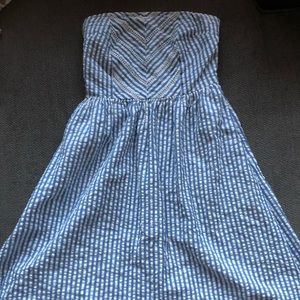 Blue and white striped dress